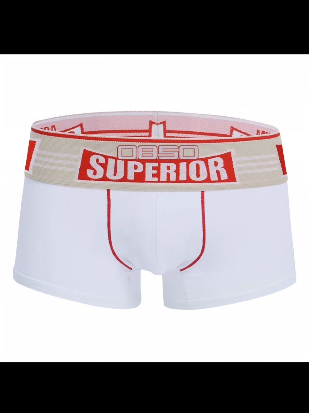 Men's White Trunk with Red Accents
